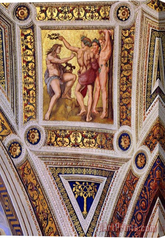 Raphael The Stanza Della Segnatura Ceiling Apollo And Marsyas [detail 1] Stretched Canvas Painting / Canvas Art